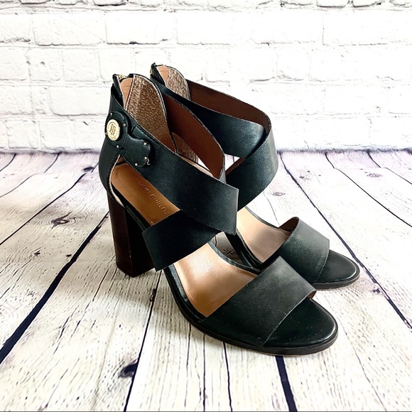 Tommy Hilfiger Shoes - Tommy Hilfiger Black Leather Chunky Heel Sandals
